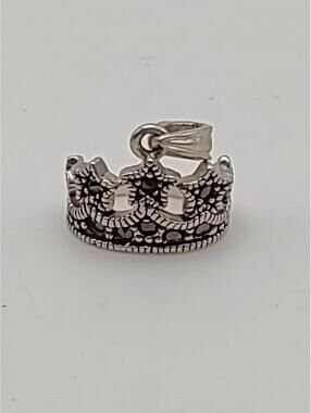 925 Sterling Crown Pendant Marcasite Style Queen Gift